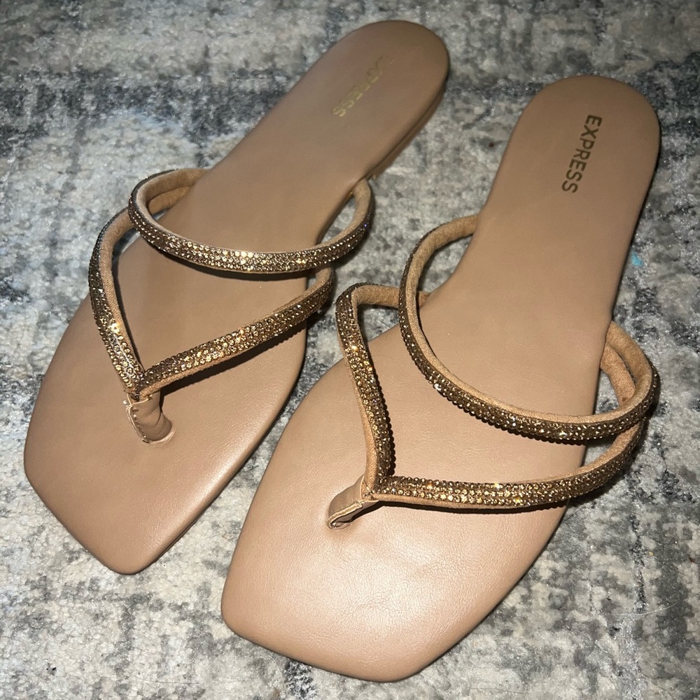 Express Tan Sparkle Sandals